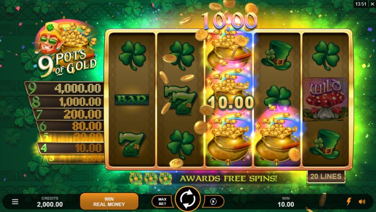 9 pots of gold slot review microgaming win