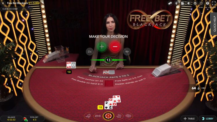 Free Bet Blackjack Evolution Gaming review