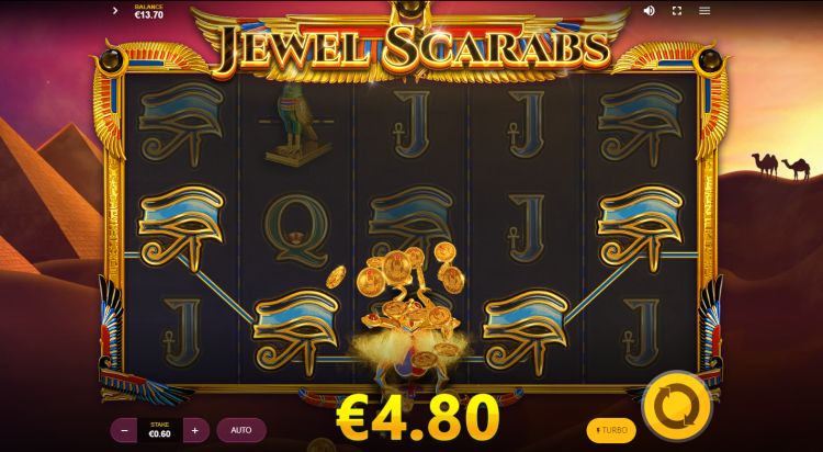 Jewel Scarabs slot red tiger win