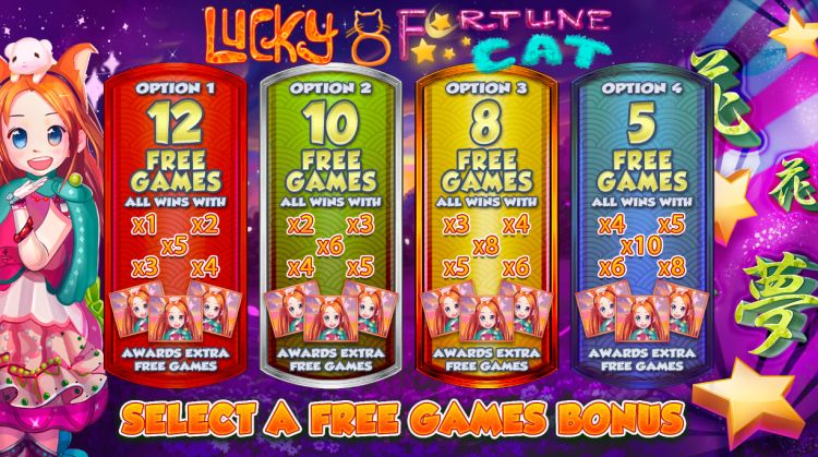 Lucky 8 Fortune Cat slot bonus choice