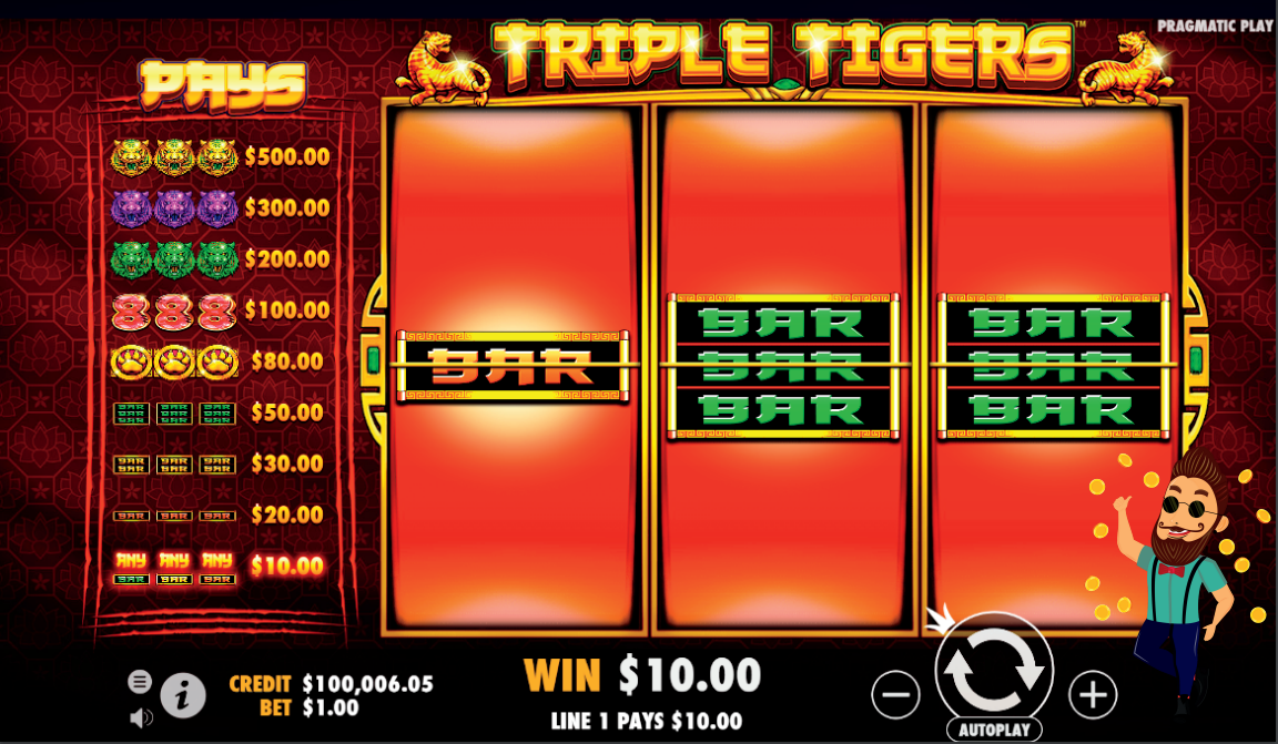 Triple tigers slot gameplay