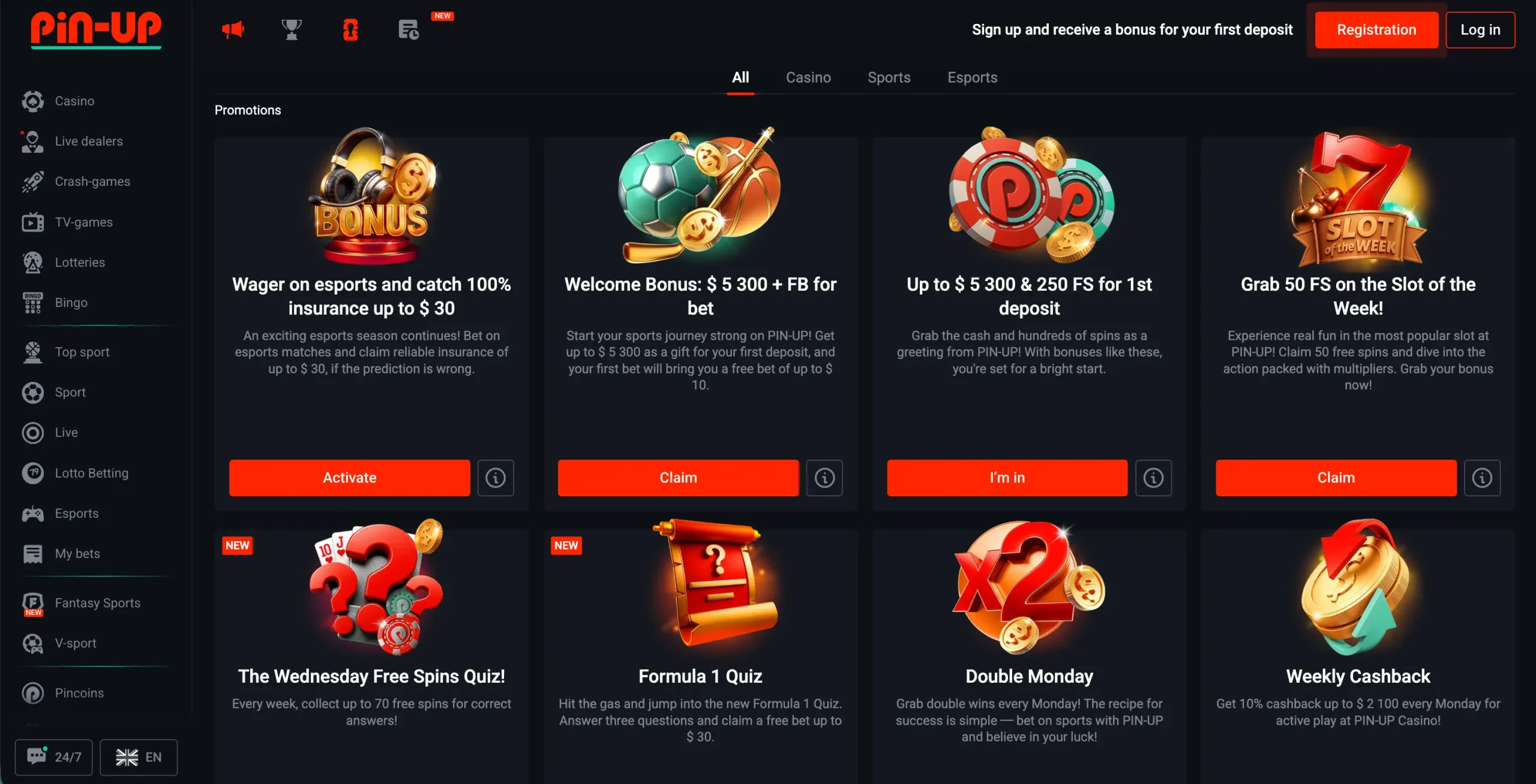 Pin-Up Casino Bonuses