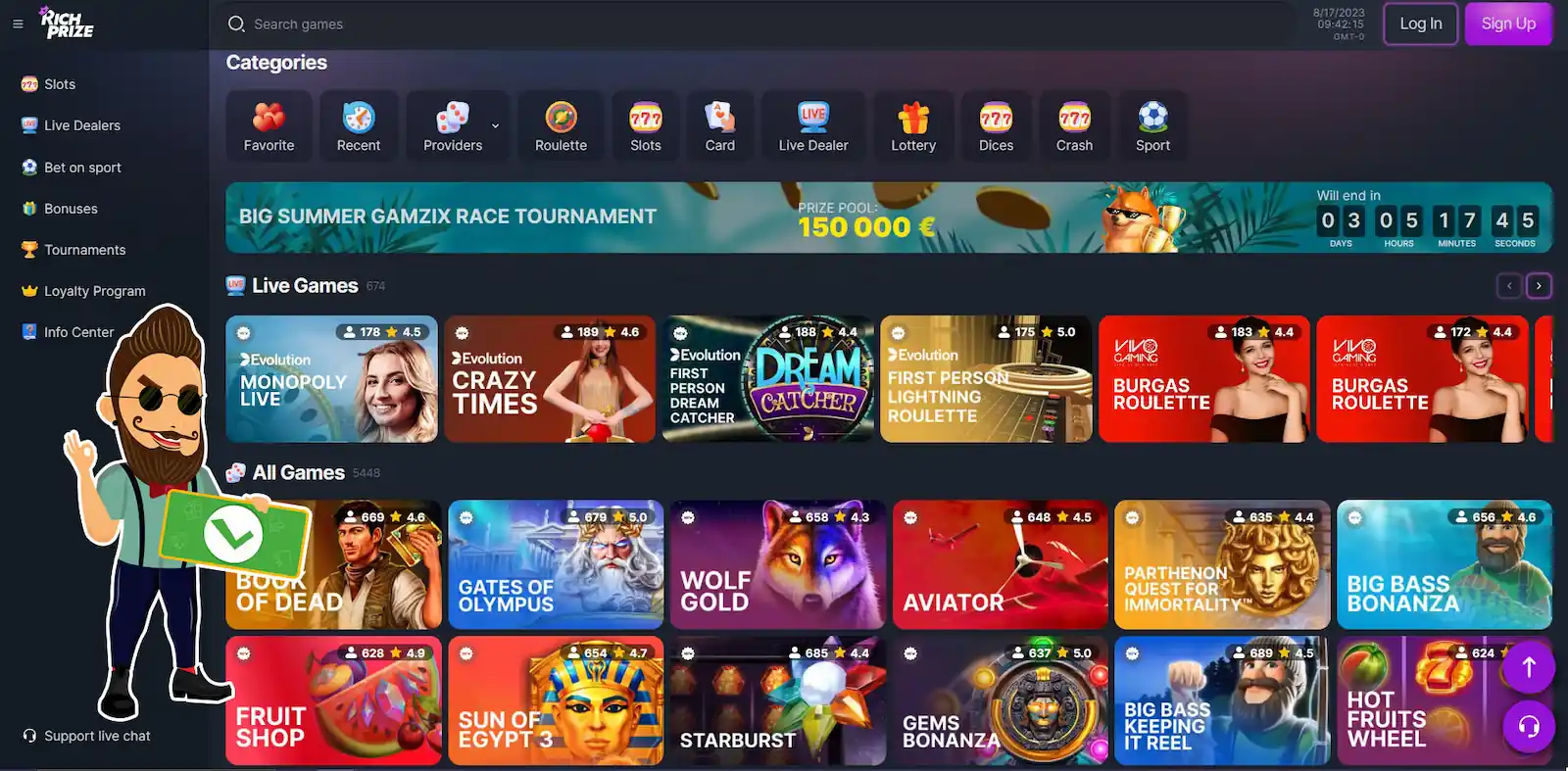 Games Available At Rich Prize Casino