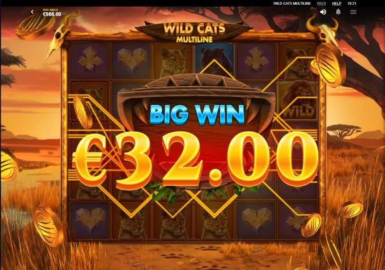 Wild cats multiline slot review big win