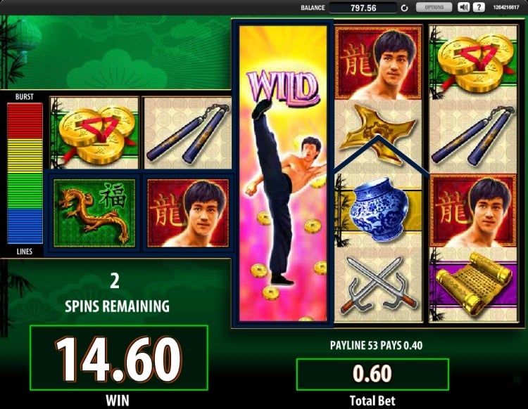 Bruce Lee slot WMS bonus big win