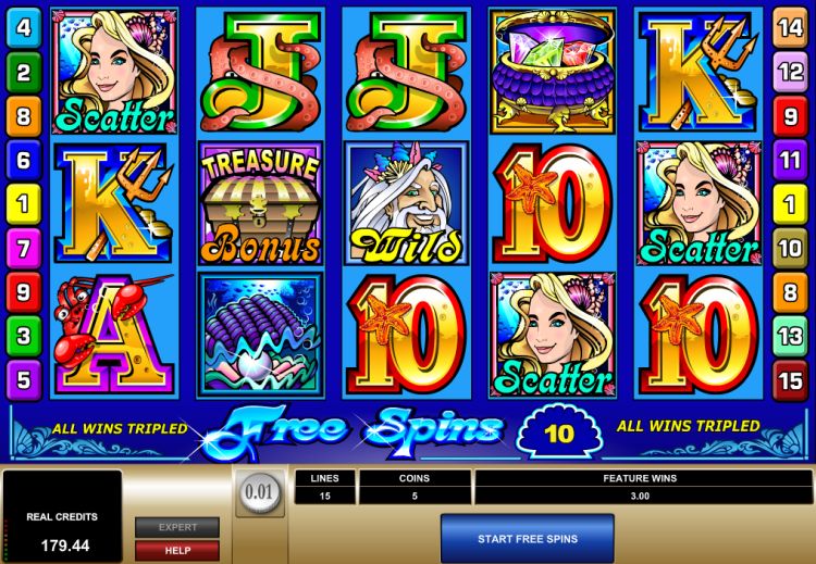 Mermaids Millions Microgaming free spins bonus trigger