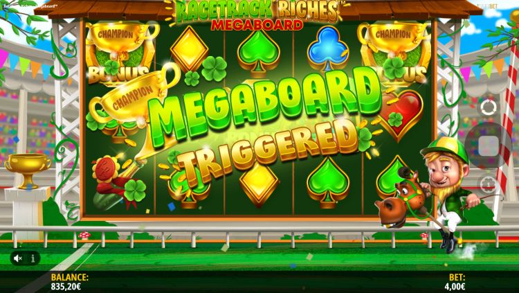 Racetrack riches megaboard slot bonus trigger